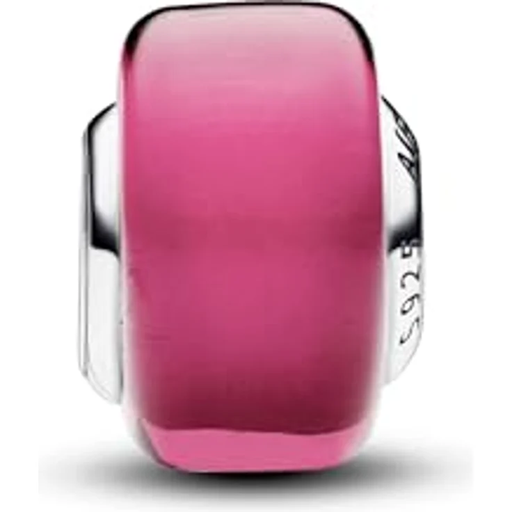 PANDORA Moments Rosafarbenes Murano-Glas Mini-Charm aus Sterling Silber, quadratische Form, kompatibel mit Moments Armbändern, 793107C00 – Bild 2
