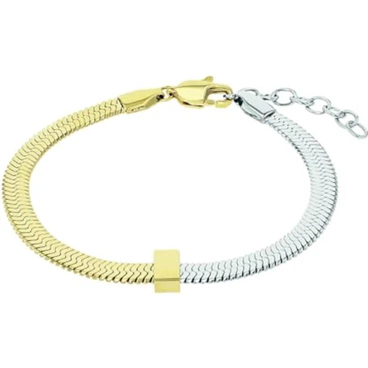 Amor Armband Edelstahl Damen Armschmuck Bicolor, 17+3 cm, mit Karabinerverschluss, Geschenkbox, 2039980