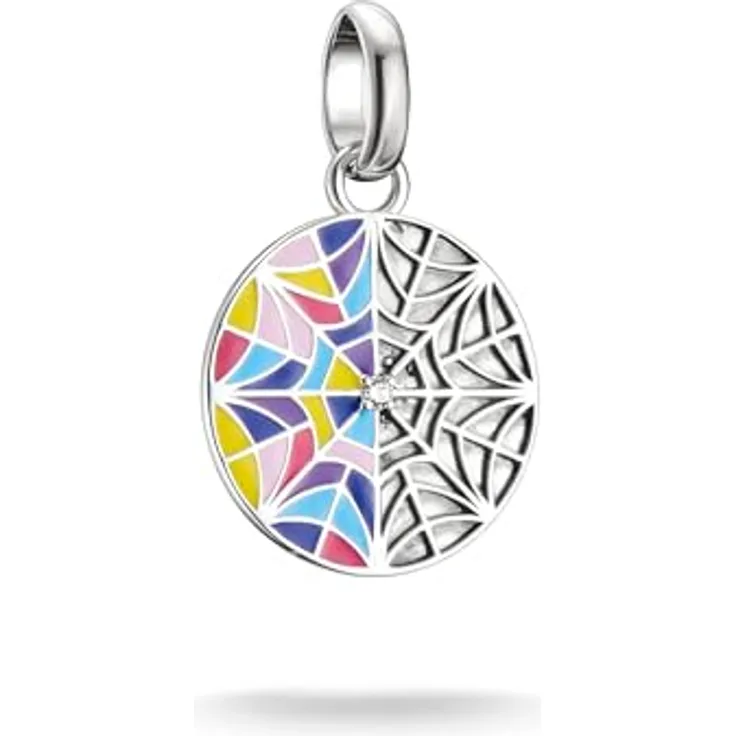 THOMAS SABO Charm-Einhänger Wednesday Fenster-Optik Charm - Connect aus recyceltem Silber 925 mit bunter Emaille in Pink, Magenta, Violett, Hellblau, Dunkelblau und Gelb