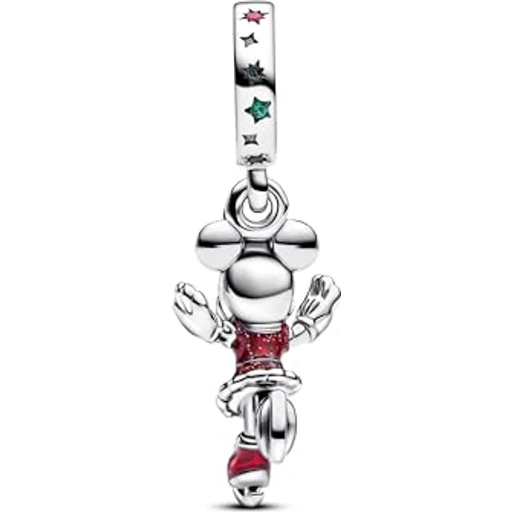PANDORA Moments Disney Minnie Maus Eislaufen Charm-Anhänger, Sterling Silber mit Emaille-Details, kompatibel mit Moments Armbändern, 793530C01 – Bild 2