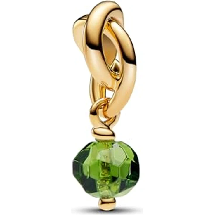 PANDORA Moments Facettierter frühlingsgrüner Ewigkeitskreis Charm-Anhänger aus Sterling Silber mit vergoldeter Metalllegierung und Kristall, kompatibel mit Moments Armbändern, 763462C08 – Bild 1