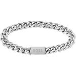 BOSS Jewelry Gliederarmband für Herren, Kollektion CHAIN LINK, polierter Edelstahl, Innenumfang 19 cm, graviertes Logo, magnetischer Verschluss, 2 Größen verfügbar