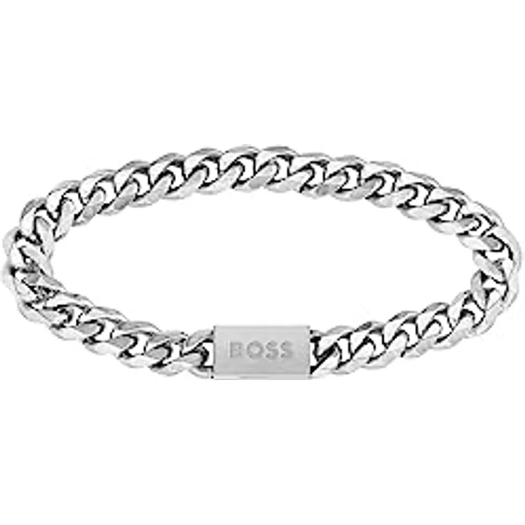 BOSS Jewelry Gliederarmband für Herren, Kollektion CHAIN LINK, polierter Edelstahl, Innenumfang 19 cm, graviertes Logo, magnetischer Verschluss, 2 Größen verfügbar – Bild 1