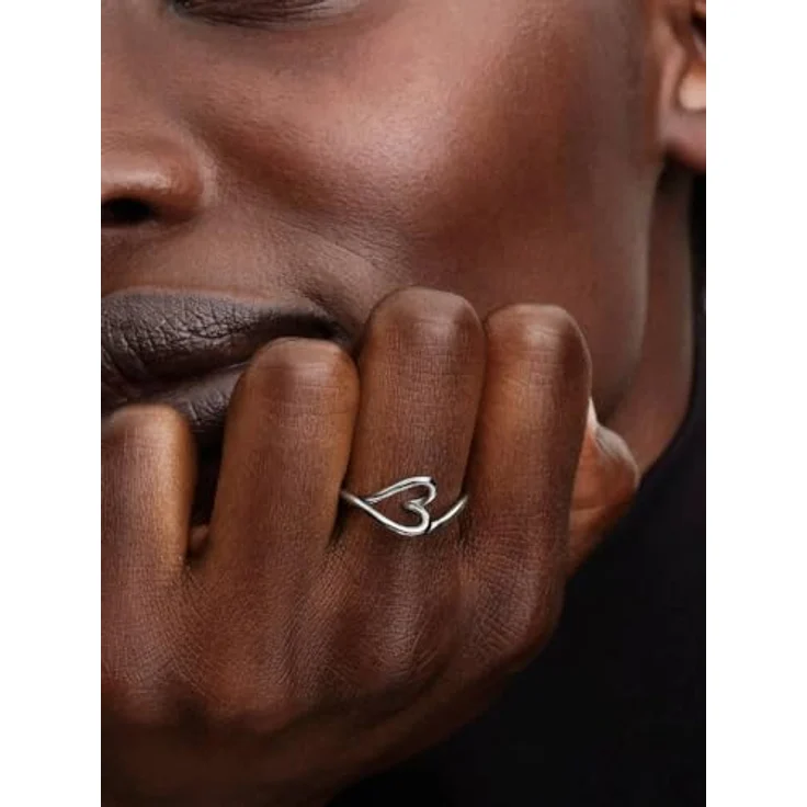 PANDORA Essence Organisch Geformtes Herz, Kleiner Ring aus Sterling Silber, Größe 54, minimalistisch und skulptural – Bild 2