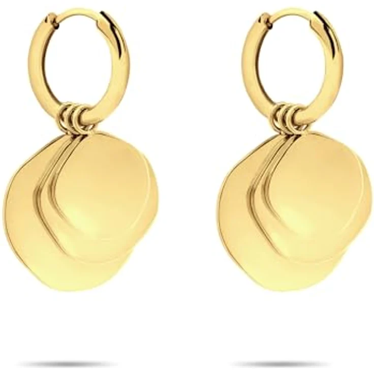 Liebeskind Berlin Creole LJ-1665-E-14, Edelstahlohrringe in IP Gold, 1,4 cm mit Schanierverschluss – Bild 1