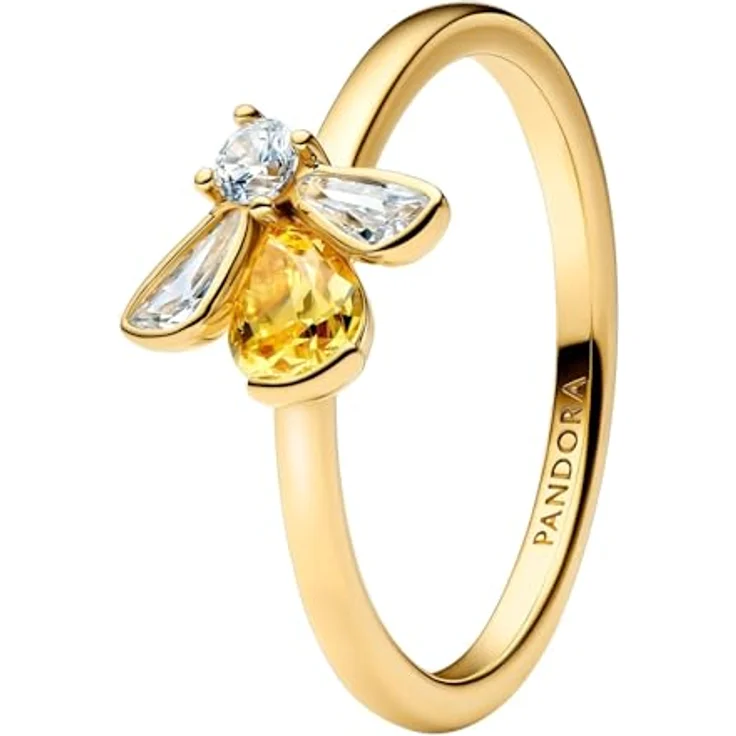 PANDORA Damenring Honigbiene, goldfarben mit Zirkonia, Ringgröße 54/17,2 – Bild 1