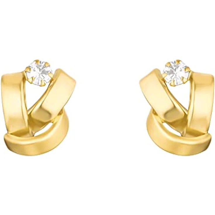 Amor Damen Ohrstecker mit Zirkonia, 1,1 cm, 585 Gelbgold, in Schmuck Geschenk Box, 2015292 – Bild 2
