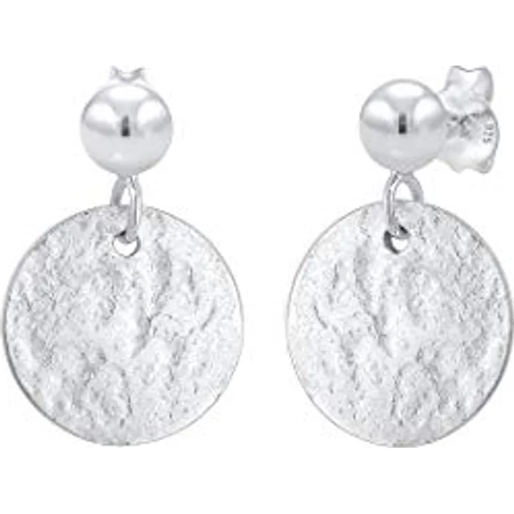 Elli Ohrringe Damen Ohrhänger Plättchen Gehämmert Vintage Antik Look, 925 Sterling Silber