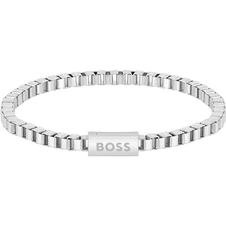 BOSS Jewelry Gliederarmband Herren, Edelstahl, 19 cm, magnetischer Verschluss, graviertes Logo, Kollektion CHAIN FOR HIM - 1580288