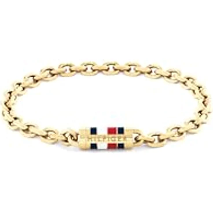 Tommy Hilfiger Gliederarmband für Herren, Gelbgold, 19 cm, hochwertiger Edelstahl mit Magnetverschluss und emailliertem Detail – Bild 1