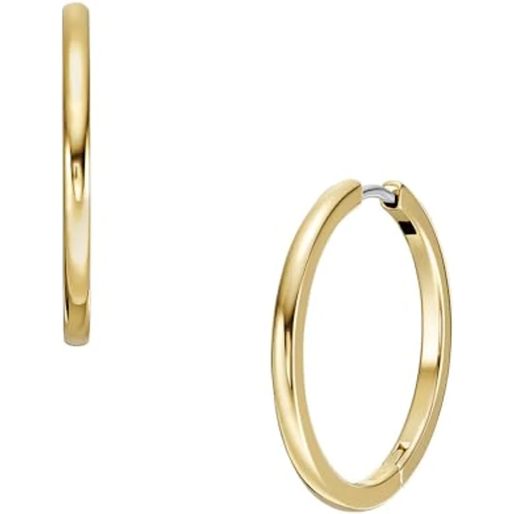 Fossil Damen Ohrringe aus goldfarbenem Edelstahl mit Creolenverschluss, poliert – Bild 2