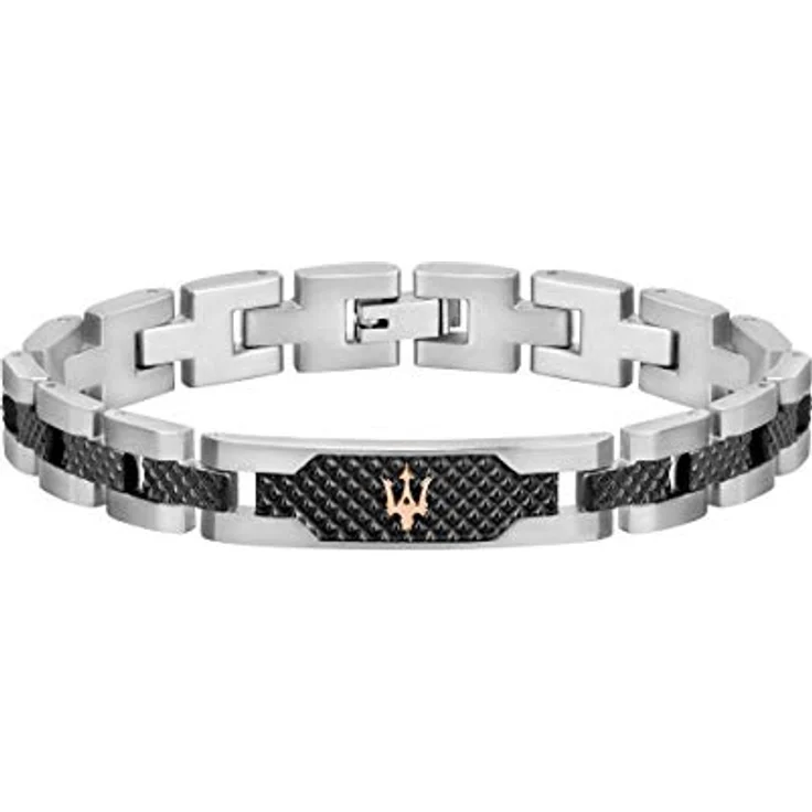 Maserati Herrenarmband JEWELS Kollektion, Edelstahl grau PVD, rosegold PVD, 21 cm, Clipverschluss – Bild 1