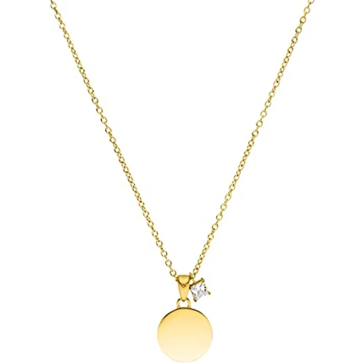 Purelei Poetic Kette (Gold), Edelstahl-Halskette mit rundem Anhänger und Zirkonia, wasserfest, verstellbar 50-55 cm, Geschenk für Frauen – Bild 1