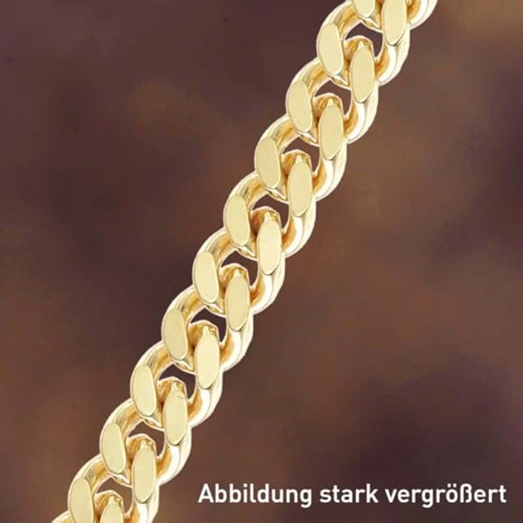 trendor Panzerarmband für Damen und Herren, 925 Silber vergoldet, 4,1 mm diamantierte Flachpanzerkette, 19 cm, mit Mikrofaser-Pflegetuch, hochwertiges Geschenk – Bild 2