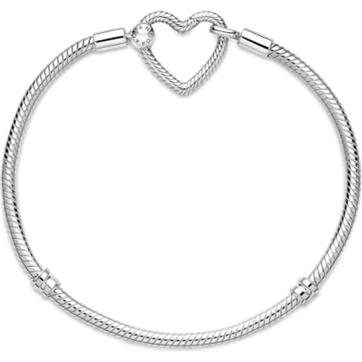 PANDORA Moments Armband "Herzverschluss" silber, 17 cm, Sterling-Silber mit Schlangen-Gliederarmbanddesign für bis zu 25 Charms – Bild 3