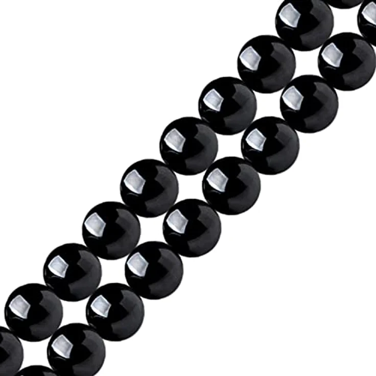 SKYBEADS Natürliche Edelstein Perlen Echte Schwarze Turmalin Perlen 8mm Rund, 38cm Strang mit ca. 46 Stück für Schmuckherstellung – Bild 5