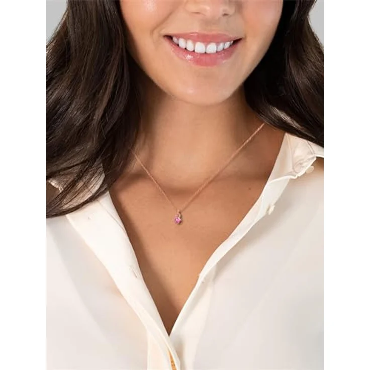 GLANZSTÜCKE MÜNCHEN Damen Halskette aus 925/- Sterling Silber rosévergoldet 14 Karat mit rosa Turmalin, längenverstellbar 40 cm + 5 cm – Bild 3