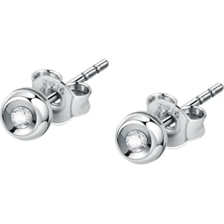 CHRIST Ohrstecker 89113733, 375er Weißgold mit 2 Brillanten (0,02 Karat), 0,5 cm Länge – Bild 1