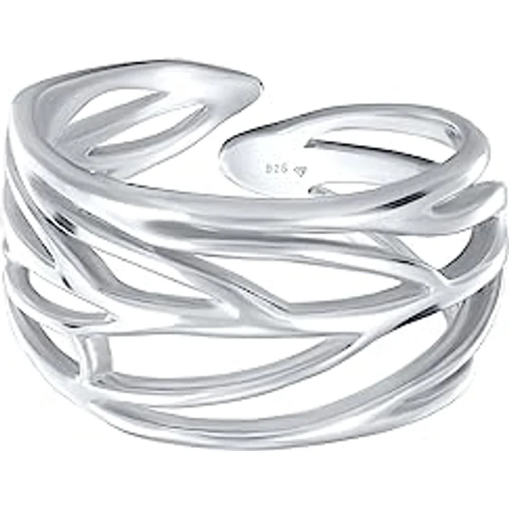 Elli Wickelring Damen, Blatt Ornament aus 925er Silber, hochglanzpoliert, Größen 52 54 56 58 – Bild 2