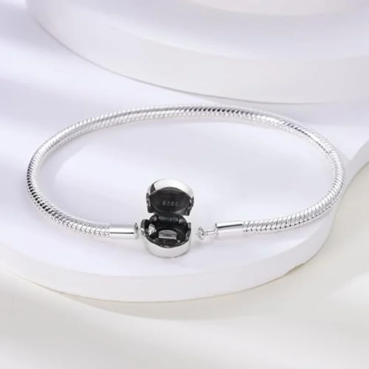 TINSLO Damen Armband 925 Sterling Silber, Herzverschluss Schlangen Gliederarmband für empfindliche Haut, Geschenk für Frauen und Mädchen – Bild 3