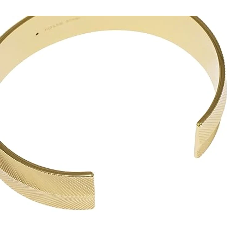 FOSSIL Damen Armspange aus Edelstahl, offene Manschette, goldfarben, poliert, transparent – Bild 3