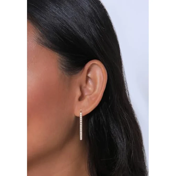 Elli Creolen Silber 925, Rosé Vergoldet 18K Damen Ohrringe mit 0.03ct Steinen, Durchmesser 33mm – Bild 5