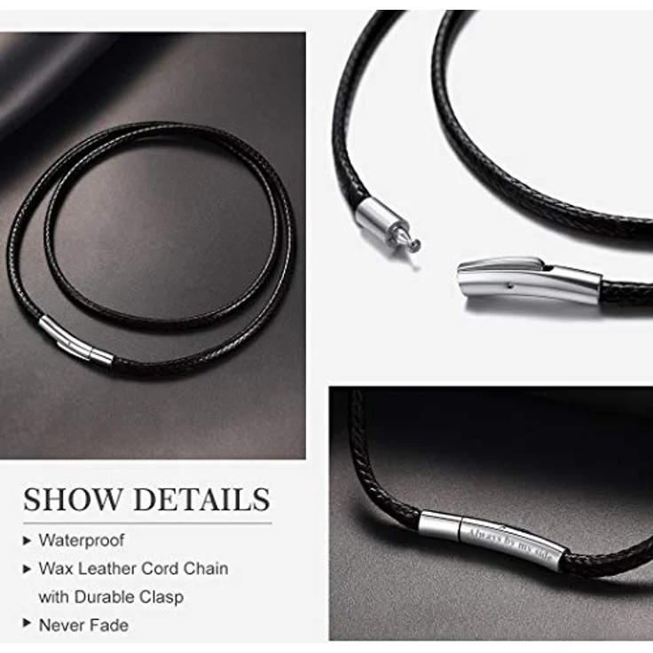 Richsteel Lederkette Herren Choker, 2/3mm breit, Schwarz/Braun, mit Drehverschluss, 40-76 cm, ideal für Männergeschenke – Bild 3