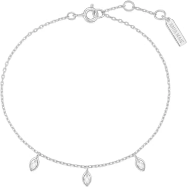 ANIA HAIE MELODIC POET Sparkling Triple Station Damen Armband aus 925 Sterling Silber mit 3 Zirkonia in Tropfenform, 16,5cm + 2cm Verlängerung, inkl. Geschenkverpackung – Bild 2