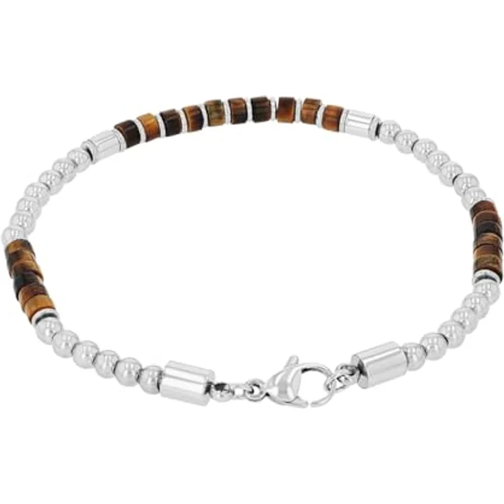 Amor Armband Edelstahl Herren Armschmuck mit Tigerauge, 21 cm, Braun, in Schmuck Geschenk Box, 2040315 – Bild 4