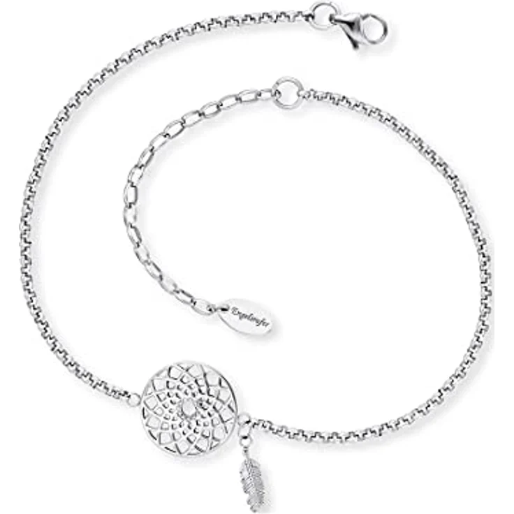 Engelsrufer Damen-Fußkette, Edelstahl mit traumfängerförmigem Anhänger und Karabinerverschluss, 22 cm + 5 cm Verlängerung – Bild 1