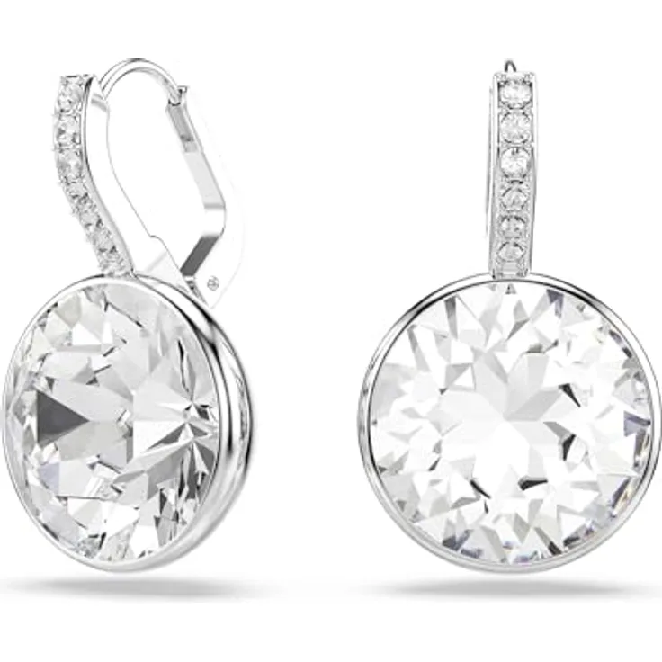 Swarovski Millenia Drop-Ohrhänger, Rhodinierte Damenohrringe mit Weißen Kristallen im Rundschliff, Größe 2.5 x 1.5 cm