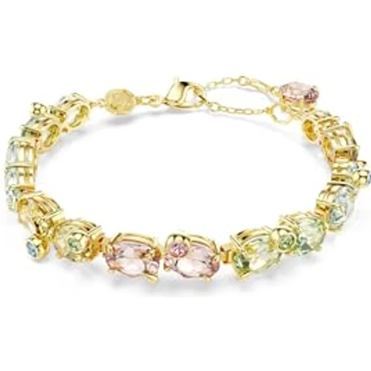 Swarovski Gema Tennis Armband, Vergoldetes Damenarmband mit Mehrfarbigen Kristallen, Armbandlänge 15.5-20 cm, Motivgröße 0.8 x 0.9 cm – Bild 1