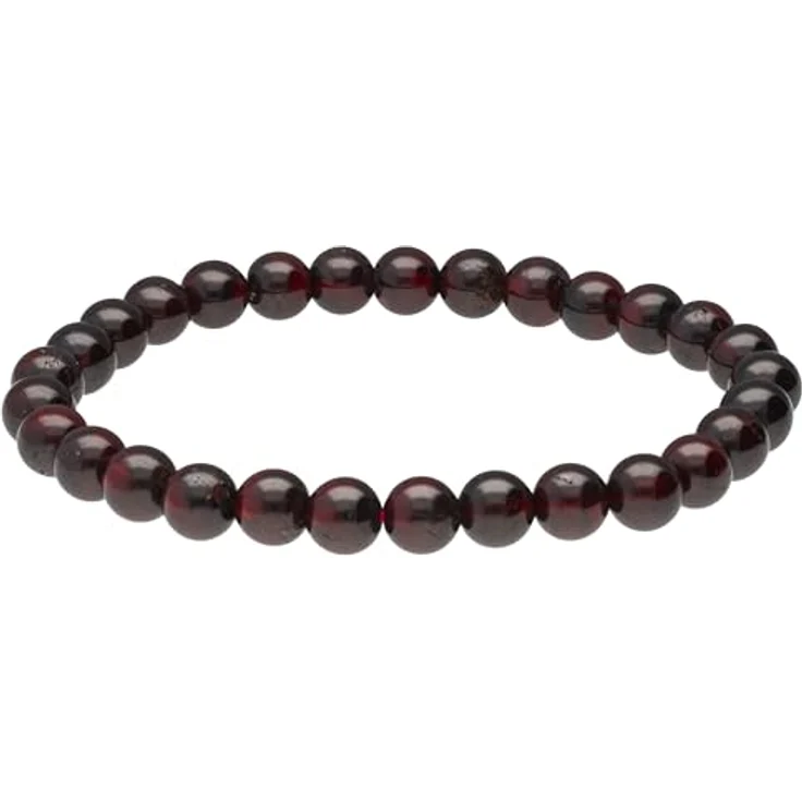 Lebensquelle Plus Kugelarmband Granat, 6 mm Edelsteinperlen, dehnbares Armband mit Edelsteinkarte – Bild 1
