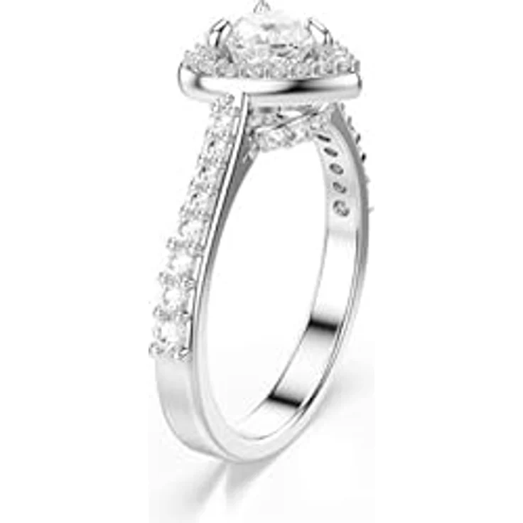Swarovski Una Angelic Herz Motivring, Rhodiniert mit Kristallpavé und Swarovski Zirconia, Weiß – Bild 3