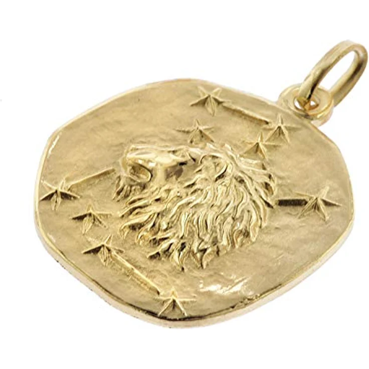 trendor Löwe Sternzeichen Herren-Halskette, goldplattierter Silber 925 Anhänger Ø 20 mm mit vergoldeter Rundanker-Kette 50 cm, zeitloser Halsschmuck, Geschenkbox – Bild 2