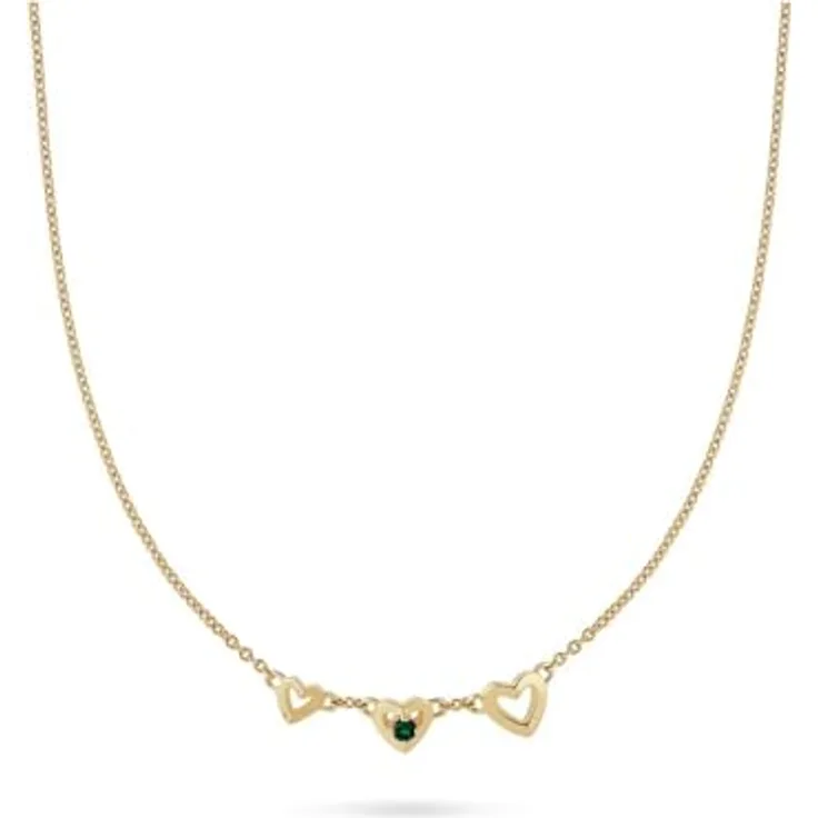 JETTE Damen-Kette 925er Silber, recycelt mit 1 Smaragd, One Size