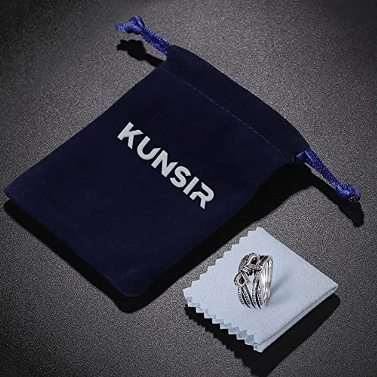 KUNSIR 925 Sterling Silber Liebesknotenring für Damen, Vintage Criss Cross Design mit Zirkonia, Schmuck Geschenk in Geschenkverpackung – Bild 2