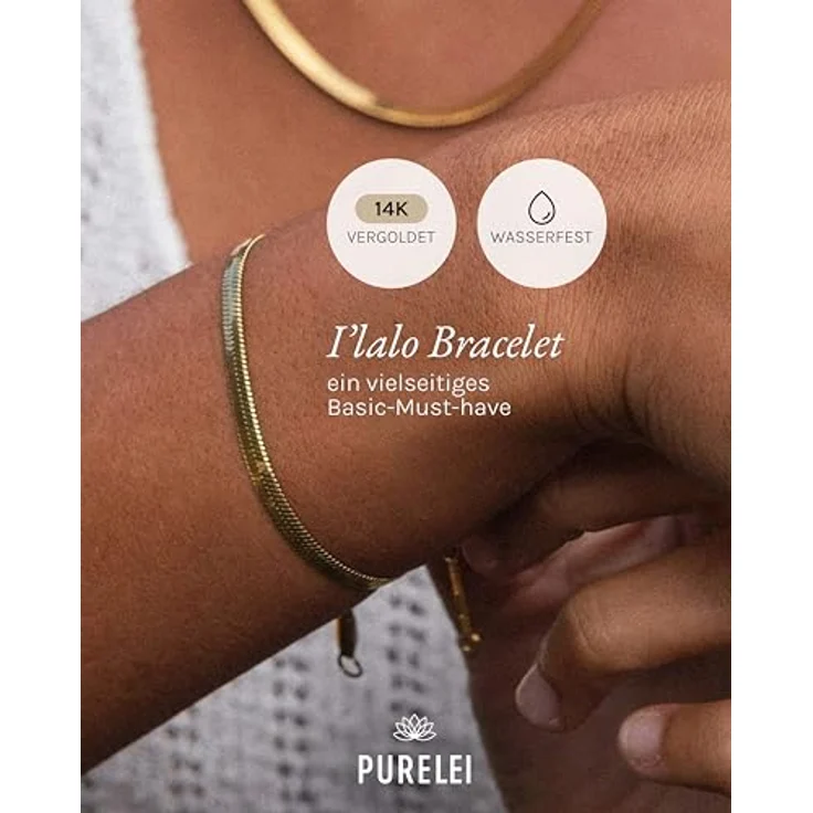 Purelei ilalo Armband (Gold), Damen-Armband aus Edelstahl, wasserfest, verstellbare Länge 16-19 cm, hawaiianisch inspiriert – Bild 2