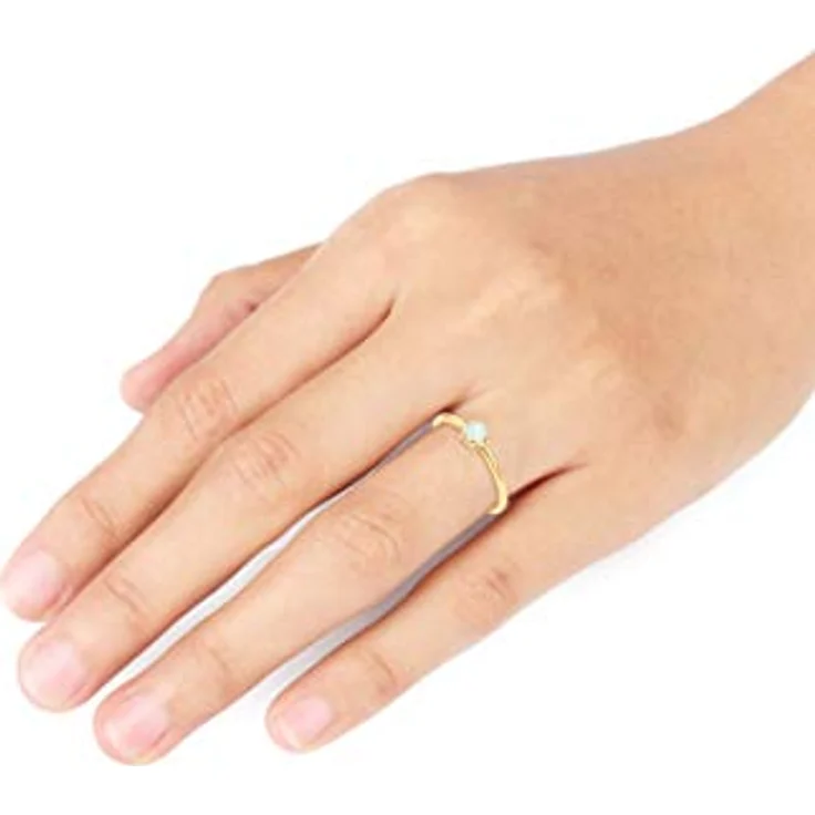 Elli Ring Damen Basic Bandring Synthetischer Opal Geo, vergoldet in 925 Sterling Silber, handgefertigt, anlaufgeschützt, hochglanzpoliert – Bild 3