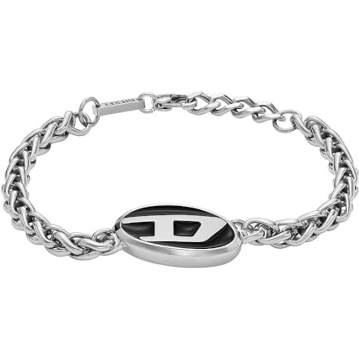Diesel Herrenarmband, Edelstahl mit poliertem Finish und Karabinerverschluss, silberfarben – Bild 1