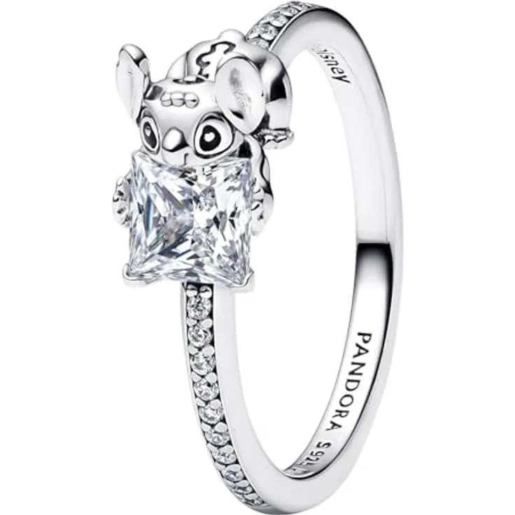 Pandora Disney Stitch & Stein Ring, Sterling-Silber mit Cubic Zirkonia, Gr. 56, 193740C01-56