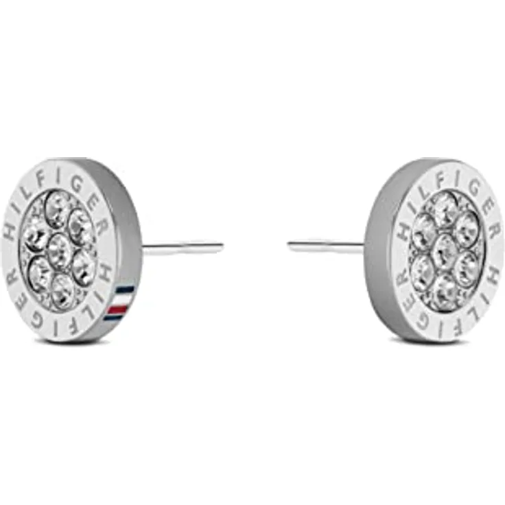 Tommy Hilfiger CRYSTAL Ohrstecker, Edelstahl Ohrringe mit Glasstein, silber