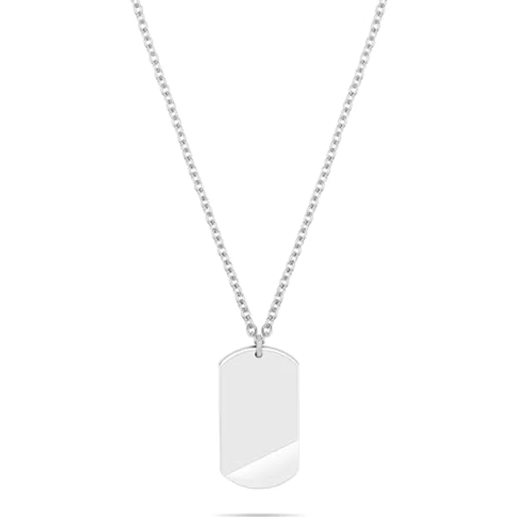 s.Oliver Herren Necklace - Halskette aus mattiertem Edelstahl mit Taganhänger - Silber - Ankerkette verstellbar bis 60 cm - wasserfest & hautfreundlich – Bild 1