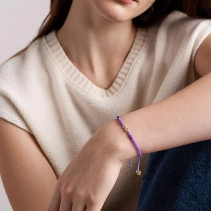 Fossil Sutton Damen Messingarmband Lila mit Perlen und sicherem Schiebeverschluss, JA7324710 – Bild 2
