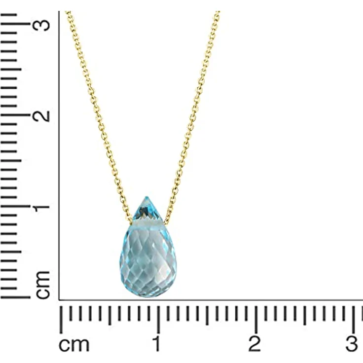 Celesta Damen Anhänger mit Kette, 375 Gold, sky Blautopas, 42+3 cm, glänzend, filigran verarbeitet – Bild 2
