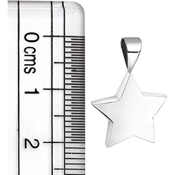 Nenalina Stern Anhänger für Damen, glänzend in 925 Sterling Silber, 20 mm x 15 mm, Kettenanhänger – Bild 3