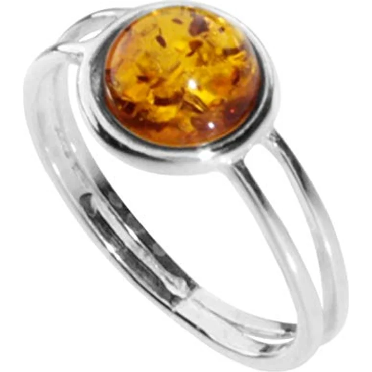 OSTSEE-SCHMUCK Ring Almut, Fingerring aus Sterlingsilber 925 mit cognacfarbenem Bernstein, 9 mm – Bild 1