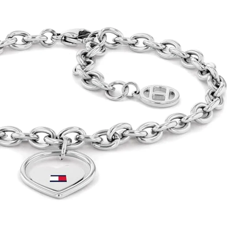 Tommy Hilfiger Jewelry Damen-Armband aus Edelstahl mit herzförmigem Anhänger und emailliertem Flaggenlogo, 16,5 cm – Bild 2