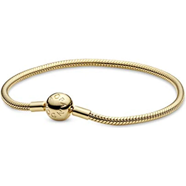 PANDORA Schlangen-Gliederarmband, 18 Karat vergoldete Metalllegierung, 19cm, aus der Moments Collection – Bild 1