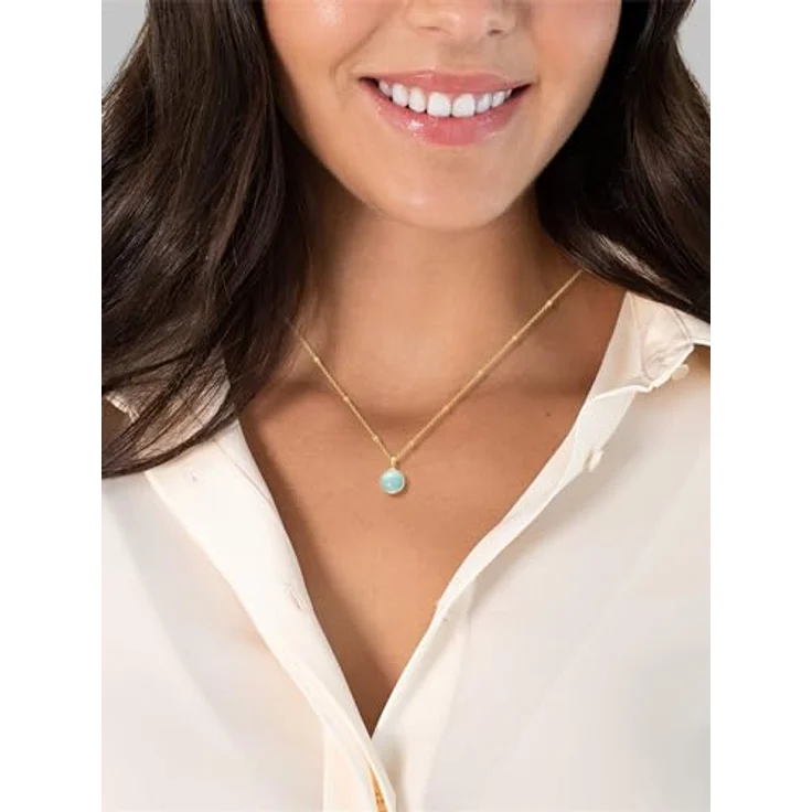 GLANZSTÜCKE MÜNCHEN Damen-Halskette 925/- Sterling Silber gelbvergoldet mit grünem Amazonit-Anhänger, längenverstellbar, hochwertige Edelsteinkette für Frauen – Bild 4